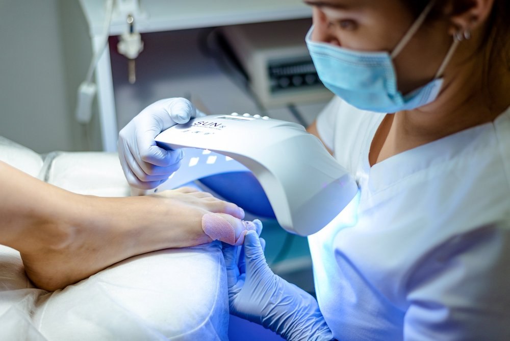 Close-up of a specialist providing a pedicure