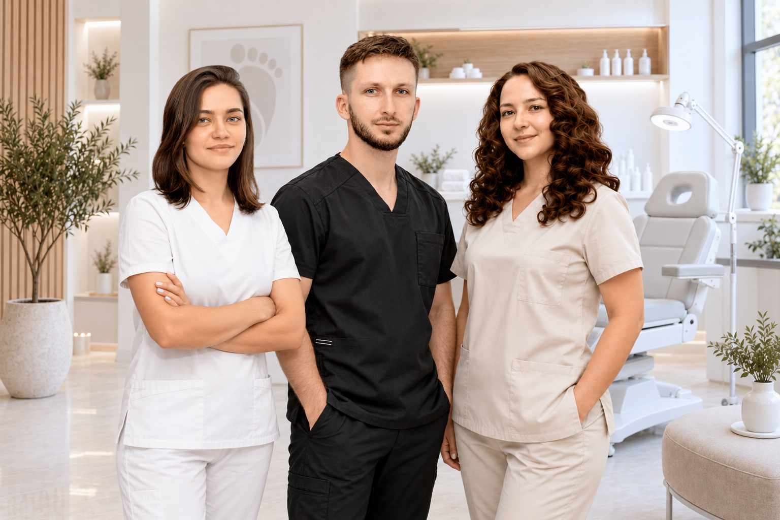 Irene, Alex, and Olga together in the Pedicure Pro studio